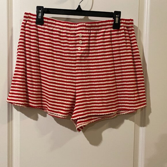 J Crew Pointelle Red and White Striped Short Size Large NWT - Picture 3 of 8